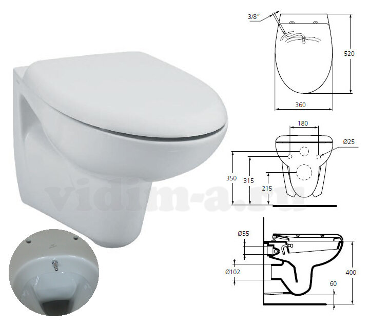 Подвесной унитаз с функцией биде Ecco New Ideal Standard W705501 +Сиденье с микролифтом HARO Como L5A101C2702Y Подвесной унитаз с функцией биде Ecco New Ideal Standard W705501 +Сиденье с микролифтом HARO Como L5A101C2702Y
