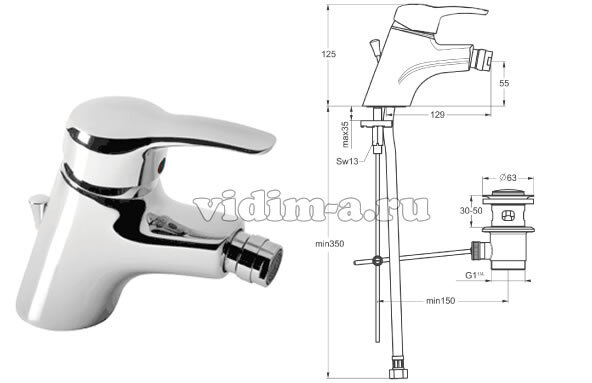 Сева Лайт Настольный смеситель для биде Vidima B8949AA SevaLight