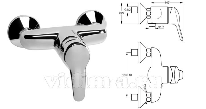 Сева Лайт Настенный смеситель для ванны/душа Vidima B8953AA SevaLight