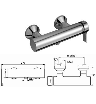 Актив смеситель однорукоятковый, настенный, для душа, хром Ideal Standard B8066AA Актив смеситель однорукоятковый, настенный, для душа, хром Ideal Standard B8066AA