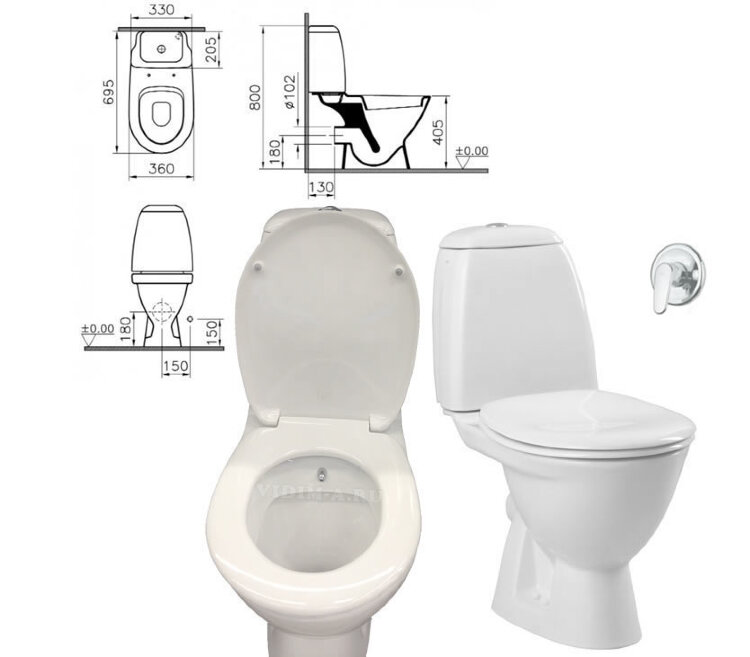 Комплект Унитаз напольный Vitra Grand-2 с функцией биде, белый, арт. 9764B003-1206 : + CeraPlan Ideal Standard A5960AA (9764B003-1206 +A5960AA)